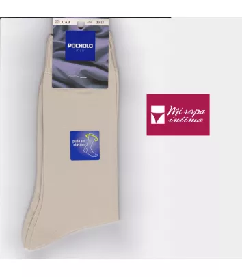 Calcetín microfibra SIN GOMA  liso Hombre Pocholo 2092