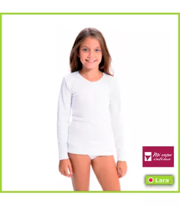CAMISETA NIÑA ALGODÓN MANGA LARGA INTERIOR LARA REF. 8610