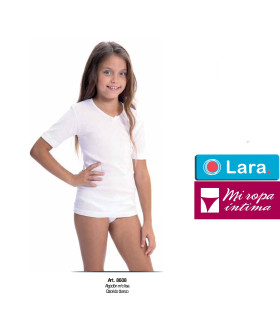 Camiseta Niña interior sin felpa manga corta y cuello de pico