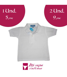 Polo Pique Manga Corta Infantil Colegial blanco AVSNA