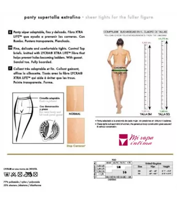 4601 Panty Stop Carreras XL super Fino 8 DEN