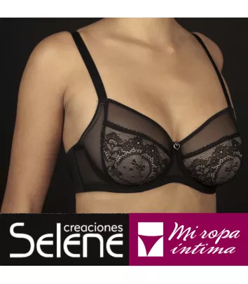 AROS sin RELLENO y Encaje con tul Sujetador de Creaciones  Selene Rafaella-c
