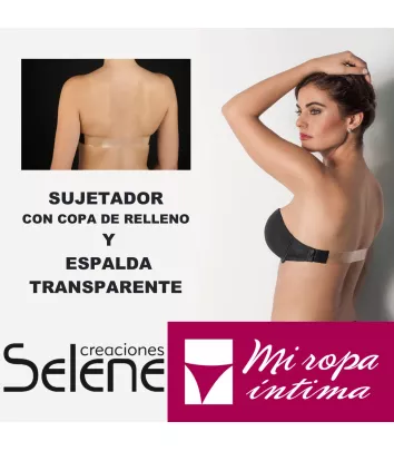SUJETADOR CON ESPALDA INVISIBLE Y SIN TIRANTES  DE COPA-C DE SELENE MODELO MAGDALENA  REF: 183
